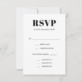 Eenvoudige Elegante Zwart-Wit Eet Keuze Bruiloft RSVP Kaartje