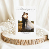 Eenvoudige Elegante zwart-wit foto bruiloft Bedankkaart