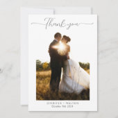 Eenvoudige Elegante zwart-wit foto bruiloft Bedankkaart (Voorkant)