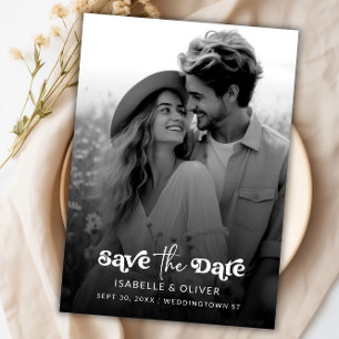 Eenvoudige Elegante zwart-wit foto Save The Date Magnetische Uitnodiging