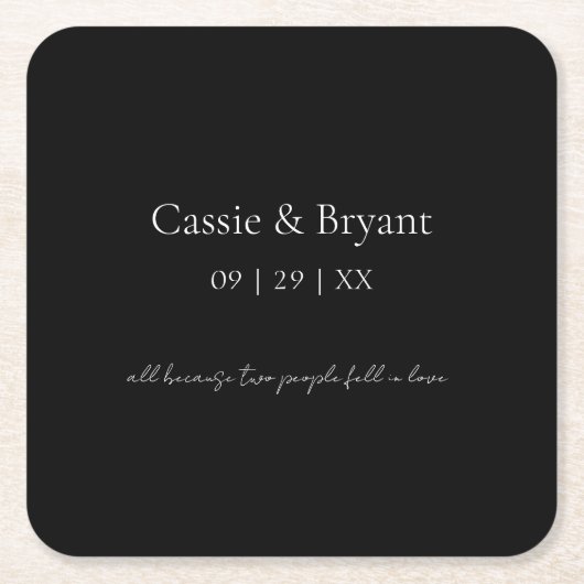 Eenvoudige Elegante Zwart-Wit Gotische Bruiloft Kartonnen Onderzetters (Voorkant)