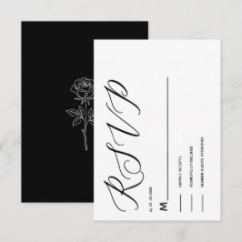 eenvoudige elegante zwart-wit klassieke RSVP-kaart RSVP Kaartje