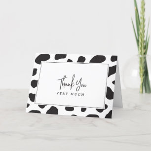 Eenvoudige Elegante Zwart-Wit Koe Thema Verjaardag Bedankkaart