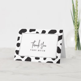 Eenvoudige Elegante Zwart-Wit Koe Thema Verjaardag Bedankkaart