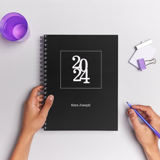 Eenvoudige Elegante zwart-wit minimalistische plan Planner