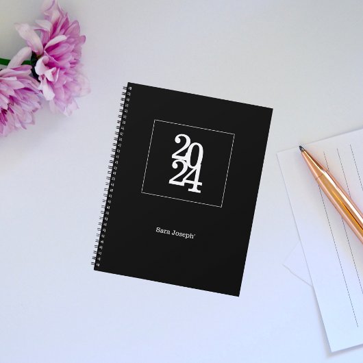 Eenvoudige Elegante zwart-wit minimalistische plan Planner