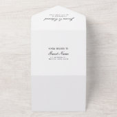 Eenvoudige Elegante Zwart Wit Moderne Kalligrafie All In One Uitnodiging (Buitenkant)