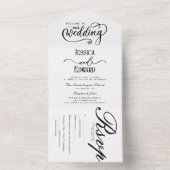 Eenvoudige Elegante Zwart Wit Moderne Kalligrafie All In One Uitnodiging (Binnen)