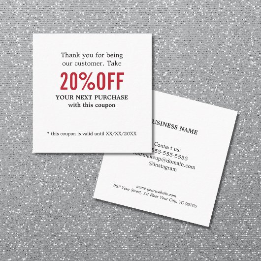 Eenvoudige Elegante Zwart Wit Rood Coupon