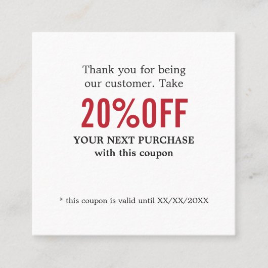 Eenvoudige Elegante Zwart Wit Rood Coupon (Voorkant)