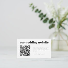 Eenvoudige Elegante Zwart & Wit RSVP QR code bruil Informatiekaartje