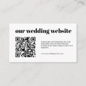 Eenvoudige Elegante Zwart & Wit RSVP QR code bruil Informatiekaartje (Voorkant)