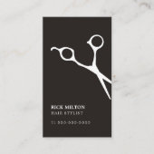 Eenvoudige Elegante Zwart Wit Schaar Kapper Visitekaartje (Voorkant)