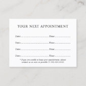 Eenvoudige Elegante Zwart Wit Schoonheid Afsprakenkaartje (Voorkant)