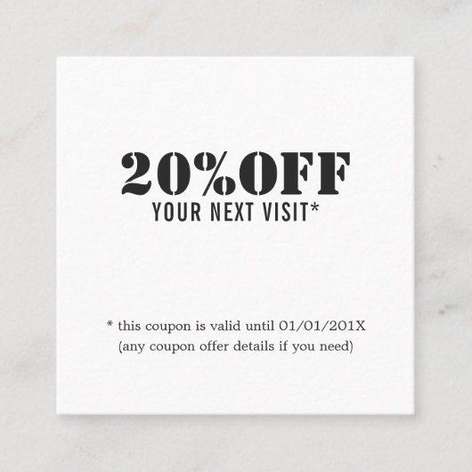 Eenvoudige Elegante Zwart Wit Schoonheid Coupon (Voorkant)