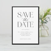 Eenvoudige elegante zwart-wit script foto save the date (Staand voorkant)