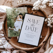 Eenvoudige elegante zwart-wit script foto save the date