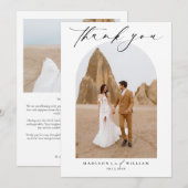 Eenvoudige Elegante Zwart-Wit Trouwfoto Dank Kaart (Voorkant / Achterkant)