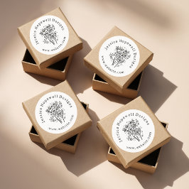 Eenvoudige Elegante zwart-witte bloemen bedrijf Ronde Sticker