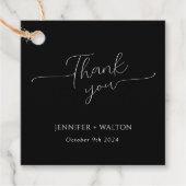 Eenvoudige Elegante zwart-witte bruiloft Bedankjes Labels (Voorkant)