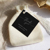 Eenvoudige Elegante zwart-witte bruiloft Bedankjes Labels