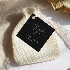 Eenvoudige Elegante zwart-witte bruiloft Bedankjes Labels