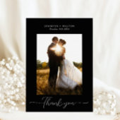 Eenvoudige Elegante zwart-witte bruiloft Bedankkaart
