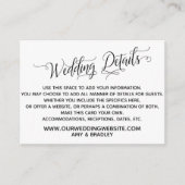 Eenvoudige, Elegante zwart-witte bruiloft details Informatiekaartje (Voorkant)