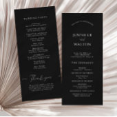 Eenvoudige Elegante zwart-witte bruiloft Programmakaart