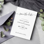 Eenvoudige elegante zwart-witte bruiloft save the date<br><div class="desc">Moderne elegante minimalistische typografie script neutrale bruiloft opslaan van de datum kaart.</div>