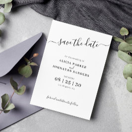 Eenvoudige elegante zwart-witte bruiloft save the date