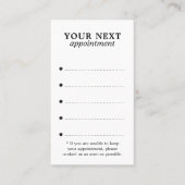 Eenvoudige elegante zwart witte salon afsprakenkaartje (Voorkant)