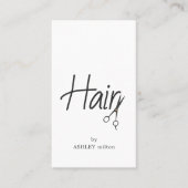 Eenvoudige elegante zwart-witte schaar Haarstylist Visitekaartje (Voorkant)