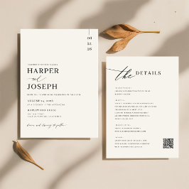 Eenvoudige Elegante Zwarte All-in-One QR Code Trou Kaart