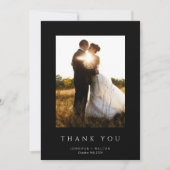 Eenvoudige Elegante zwarte bruiloft Bedankkaart (Voorkant)