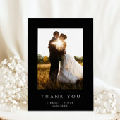 Eenvoudige Elegante zwarte bruiloft Bedankkaart