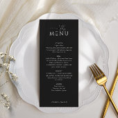 Eenvoudige Elegante zwarte bruiloft Menu