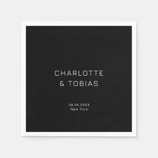 Eenvoudige elegante zwarte bruiloft servet (Voorkant)