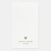 Eenvoudige Elegante Zwarte En Gouden Hart Trouw Servet (Voorkant)