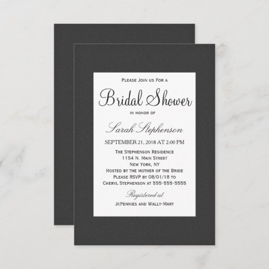 Eenvoudige elegante zwarte en witte aanwijzer kaart (Voorkant / Achterkant)