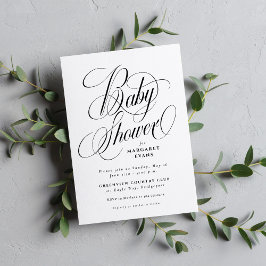 Eenvoudige elegante zwarte en witte babyshower kaart