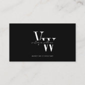 Eenvoudige Elegante Zwarte en Witte Beginletters  Visitekaartje (Voorkant)