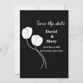 Eenvoudige elegante zwarte en witte flora save the date (Voorkant)