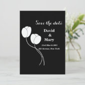 Eenvoudige elegante zwarte en witte flora save the date (Staand voorkant)