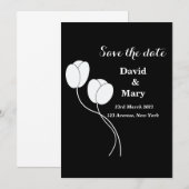 Eenvoudige elegante zwarte en witte flora save the date (Voorkant / Achterkant)