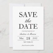 Eenvoudige elegante zwarte en witte tekst Alleen h Save The Date (Voorkant)