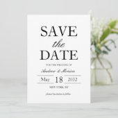 Eenvoudige elegante zwarte en witte tekst Alleen h Save The Date (Staand voorkant)