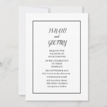 Eenvoudige Elegante Zwarte en Witte Trouwuitnodigi