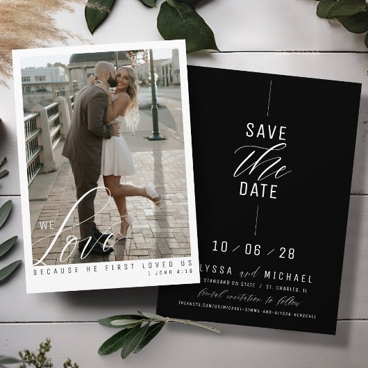 Eenvoudige Elegante Zwarte Foto Christelijke bruil Save The Date