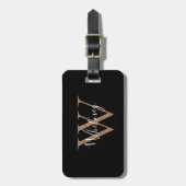 Eenvoudige Elegante Zwarte Gouden Script Naam Mono Bagagelabel (Voorkant verticaal)